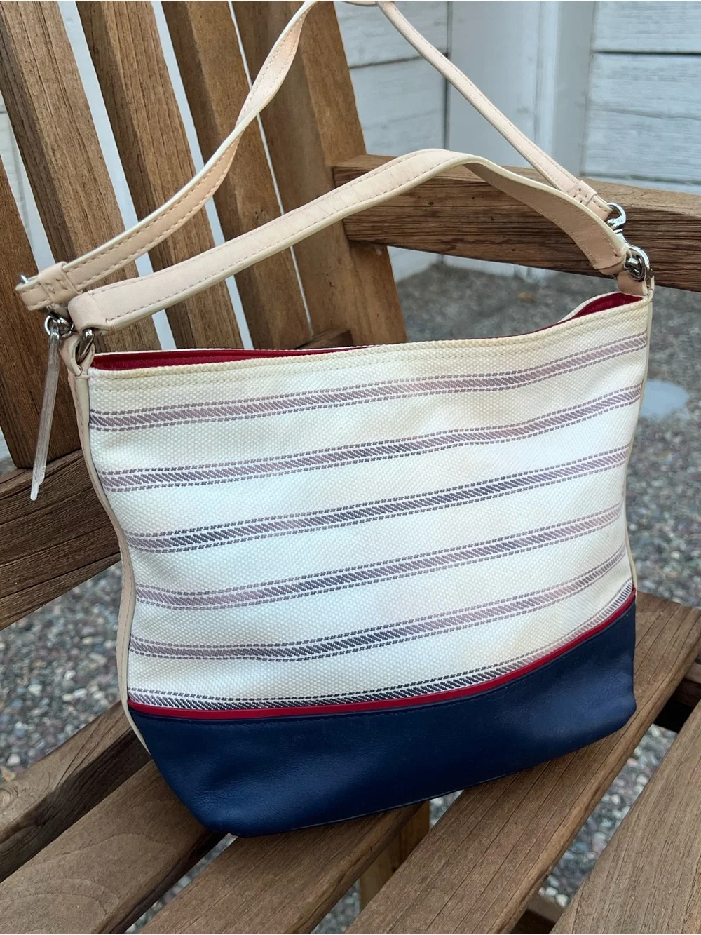 Coach x Saint James Legacy striped mini bucket bag